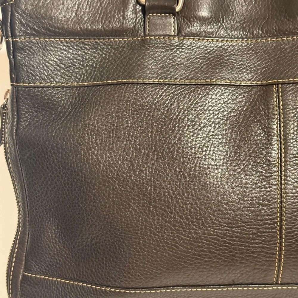 Levenger Dark Brown Leather Duffel Weekender Travel Carry On Fits 16” Laptop
